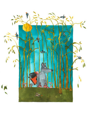Carte double – Le loup à chaussettes